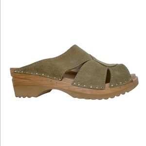TROENTORP Mariah Sage Suede Clogs